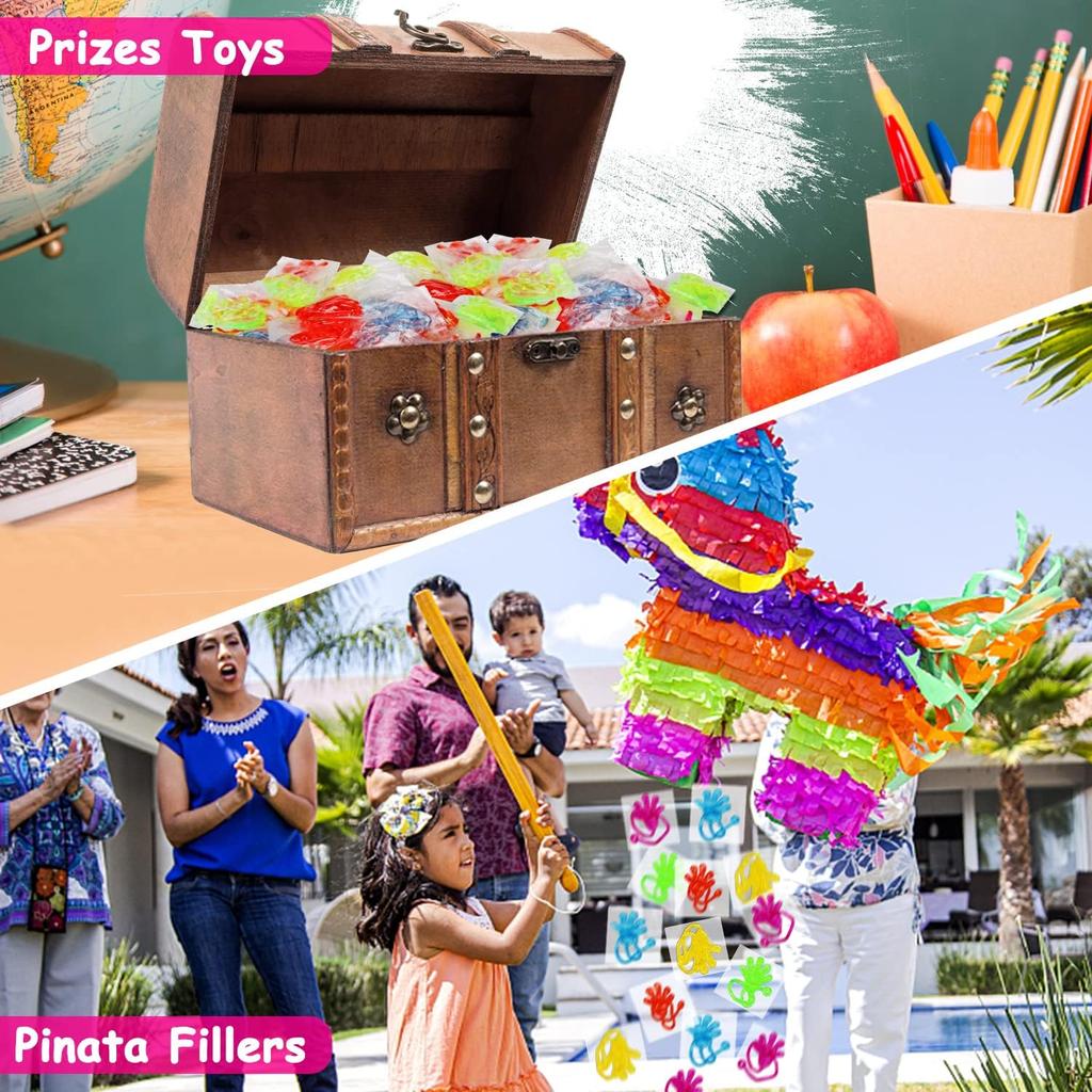 100PCS Glitter Sticky Hands Party Favors for Kids 4-8 8-12 Birthday Supplies Halloween Goodie Bag Stuffers Classroom Treasure Box Carnival Prizes