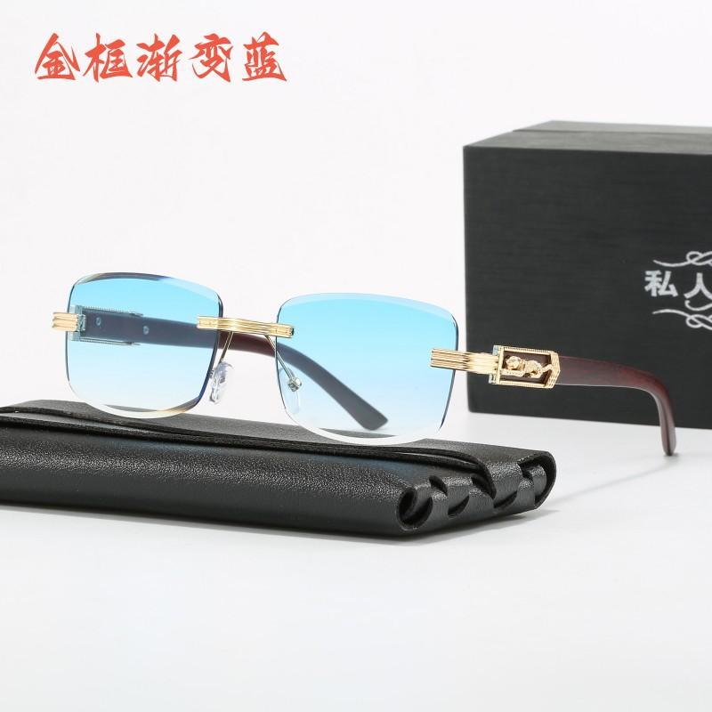 Sunglasses Women'S Sunglasses Men'S Fashion Trend Frameless Trimmed Personalized Wear Street Photography Leopard Head Glasses