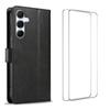 For Samsung Galaxy A16 4G/Galaxy A16 5G Case with 2Pcs Tempered Glass WANLONFENG WN Series Calf Texture Leather Phone Cover Big Cutouts