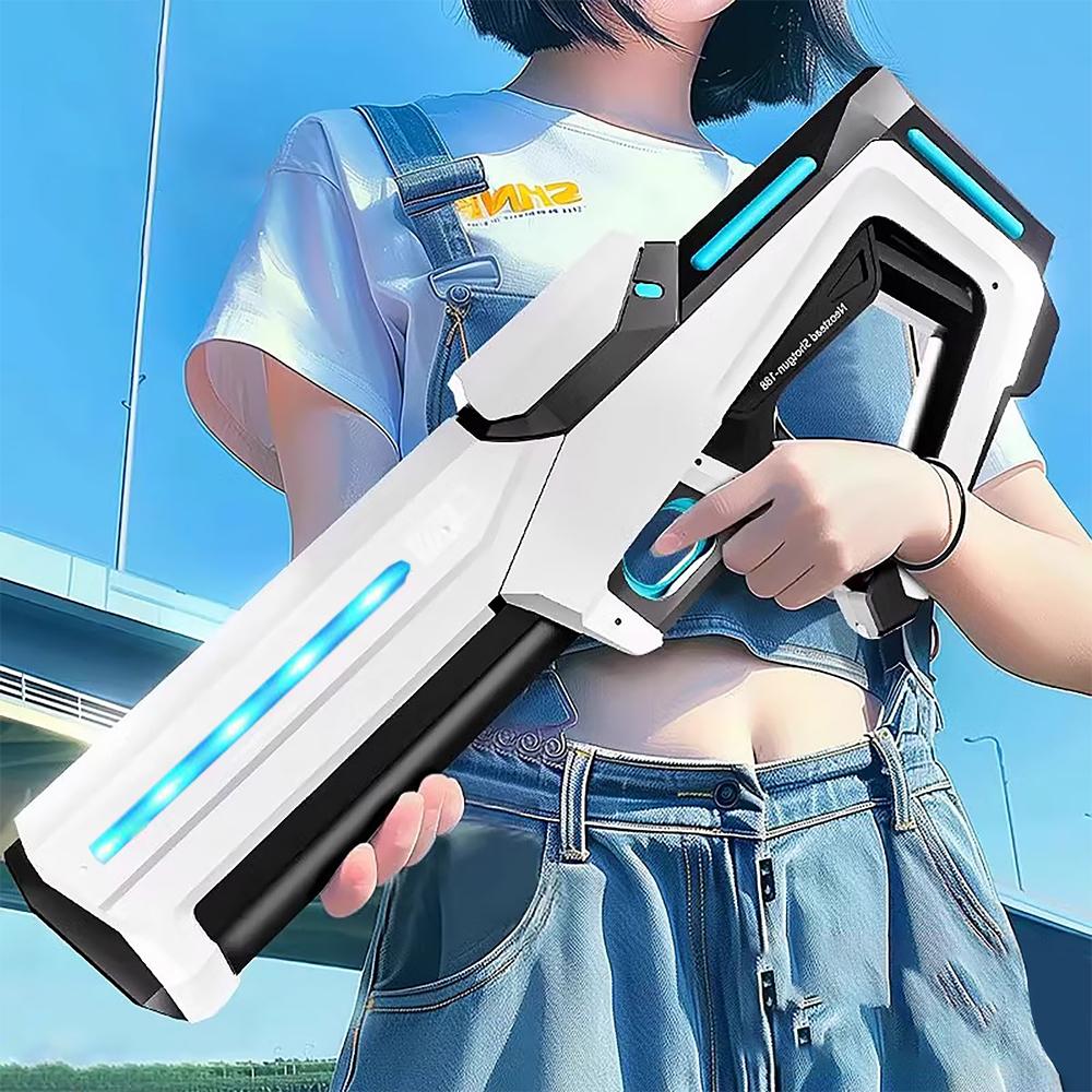 Electric Water Gun Powerful Squirt Automatic Water Suction Gun with LED Flow Light&Goggle Children Outdoor Beach Spray Gun Toys