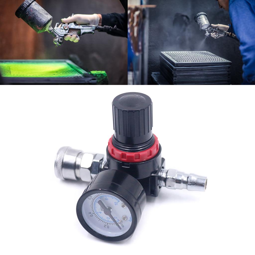 Spray Gun Air Pressure Regulator with Gauge 0-1MPa/0-10 Kgf/cm2 Air Flow Control Adjusting for Valve for Air Tools Alumi
