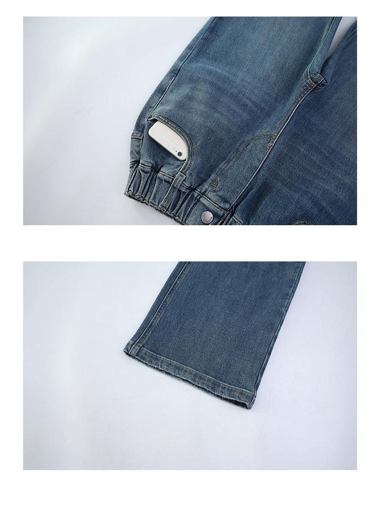 2025 Girls' Embroidered Wide-Leg Jeans: Spring/Fall Casual Straight-Leg Pants for Medium & Big Kids