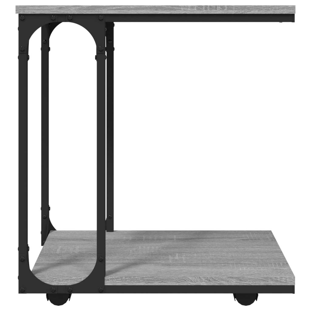 Vidaxl Side Table On Wheels, Sonoma Oak Gray, 50X35X55.5 Cm