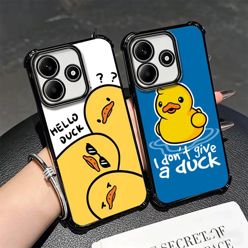 Custodia per Telefono Divertente Carina Cartone Animato Anatra Placcata Per Xiaomi Redmi Note 14 15 Pro Plus 13 12 11 11S 11T 10 9S 9 5G Anti-Caduta Airbag Co