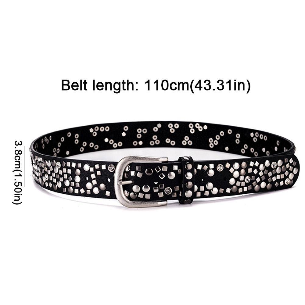 Luxury Pin Buckle Women's Belt Silver Studs Fashion Accessory Leather Belt Vintage Rivets Heavy Metal Belt Matching Jeans