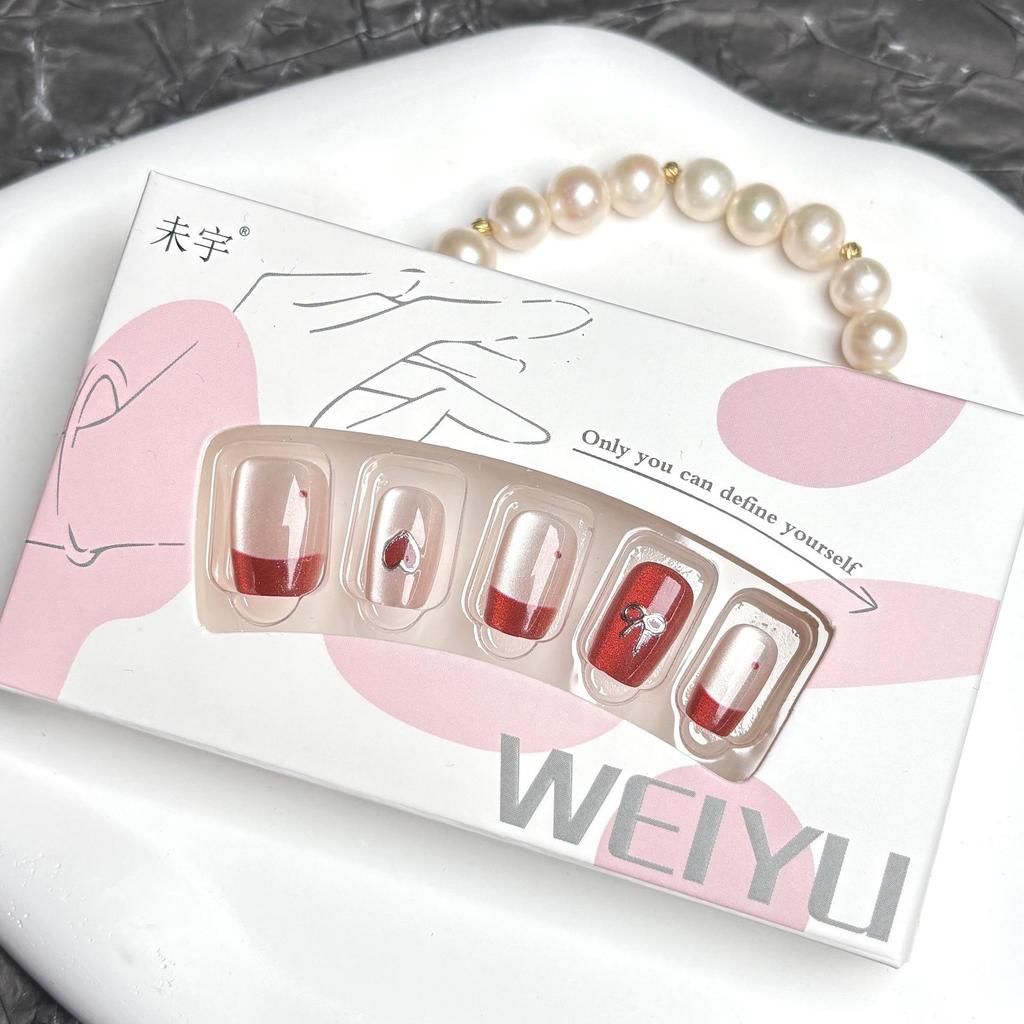 Little Monkey Angkor Red Holiday Nail Art – Festive Short Style for a Bright Look