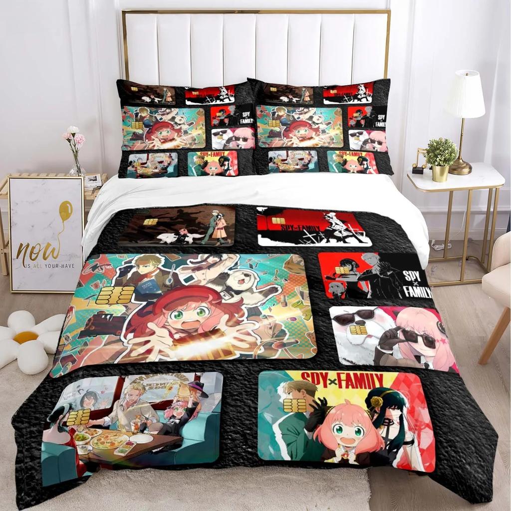 Cute spy x family Cartoon All Season Duvet Cover Comforter Bedding Set Soft Quilt Cover and Pillowcases Single/Double/Queen/King