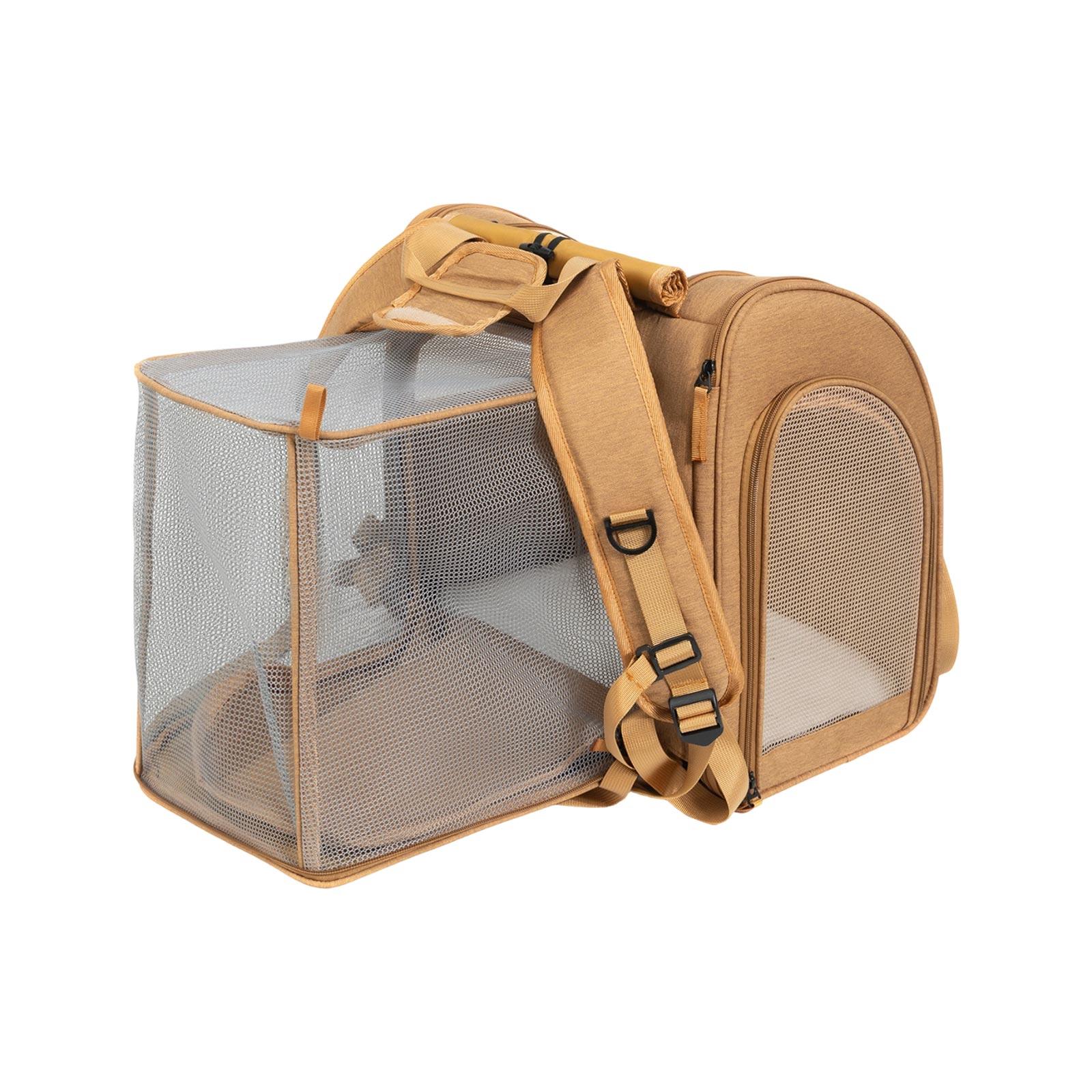 

Expandable Pet Carrier Backpack For Cats & Small Dogs, Foldable Portable Travel Bag With Breathable Mesh, Adjustable Straps & Car Seat , Spacious One Size коричневый