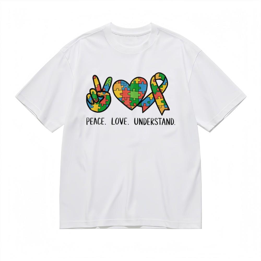 

Women s Comfortable Classic T-Shirt Unity Ribbon Symbol Multicultural Design Tee 4XL
