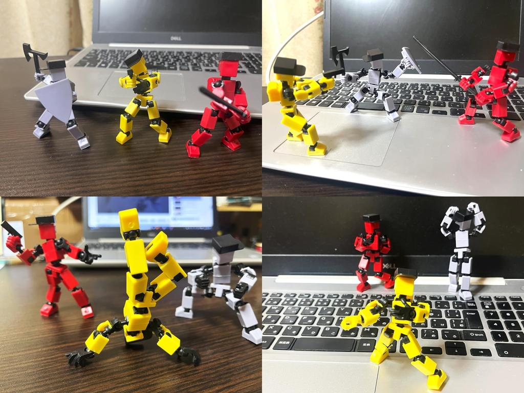Articulated Robot 3D Action Decorative Assembly Plastic Articulated 9cm Block-shaped, Figure, Piece, Toy, Model, Doll, (gray)