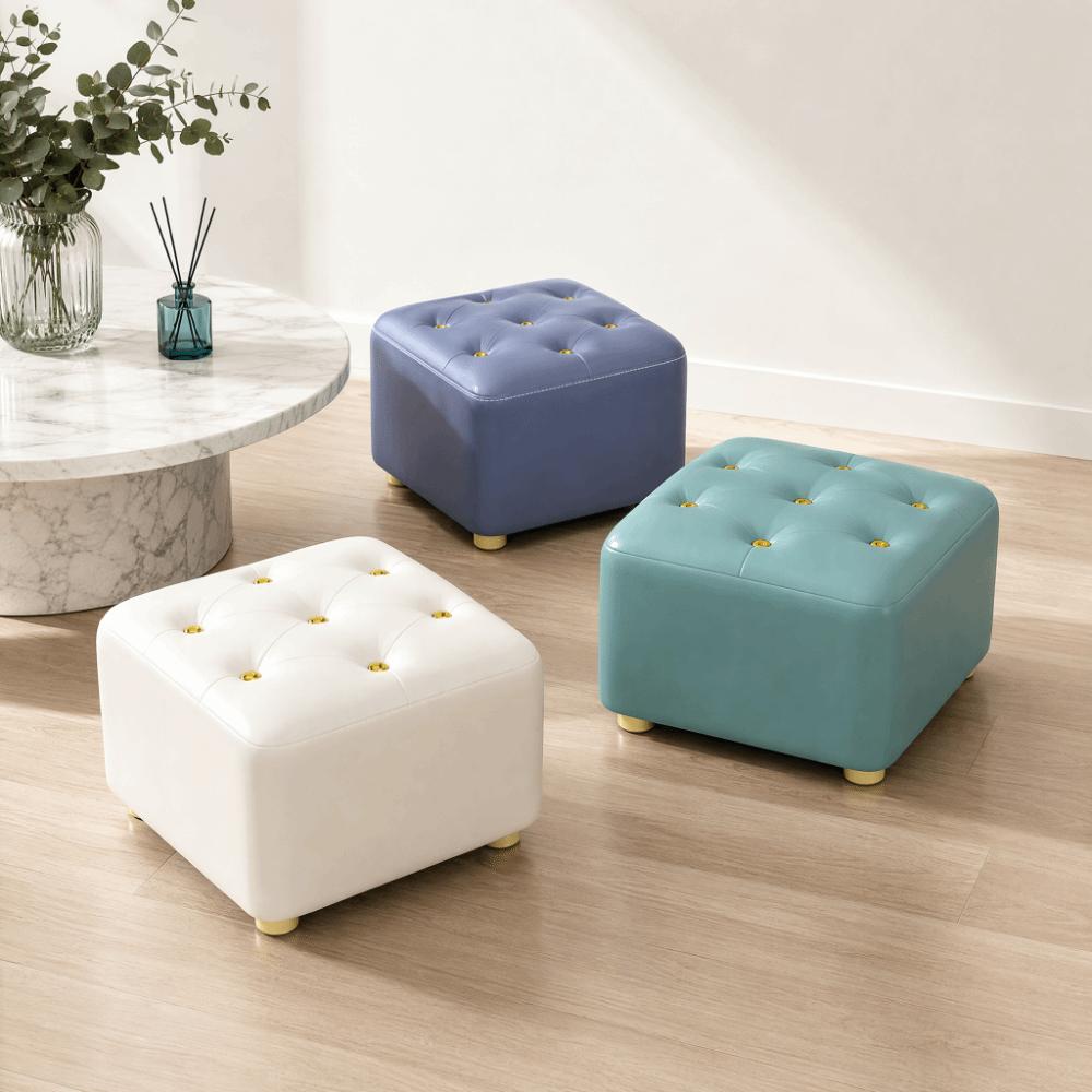 Smooth Solid Wood Foot Stool Rounded Edges Burr-Free Edges Shoe Changing Bench Stable Support Legs Anti-Slip Pads Wooden Stool