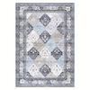 Vintage Floral Throw Rug Distressed Rug Non-Slip Flannel Indoor Floor Carpet for Bedroom Living Room Laundry, Blue, Home Décor