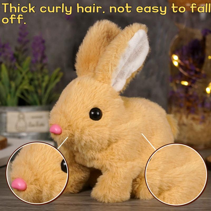 Cute Electric Rabbit Interactive Plush Toys Bunny With Carrot Walking Wiggle Ears Wag Tail Stuffed Peluche Doll Birthday Gifts