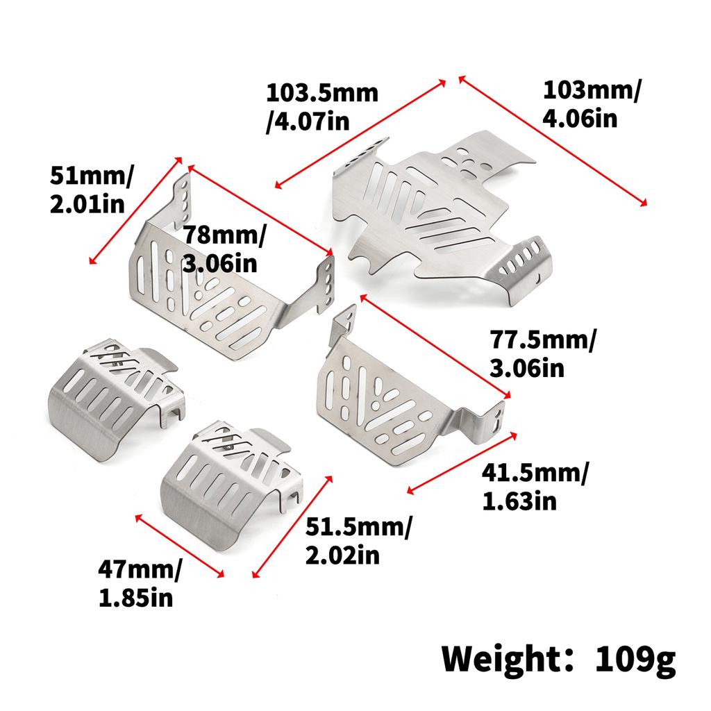 Stainless Steel Chassis Armor Protection Anti-Skid Plate Replacemet for Traxxas TRX4 1/10 Remote