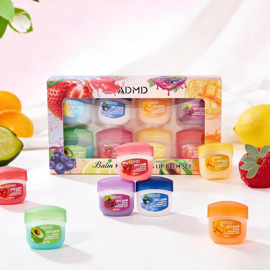 8pcs/4pcs Box Fruits Lip Balm Sets Moisturizing Lipstick Makeup Base Moisturizer Lip Balm Anti-Cracking Lips Skin Care