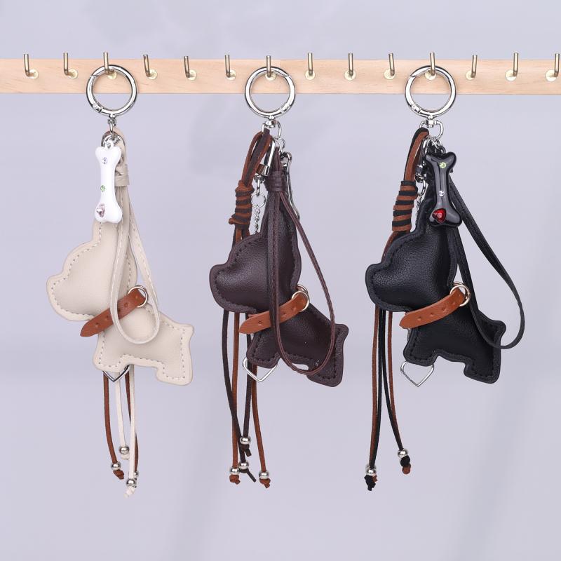 Y2K Skinn Valpe Nøkkelring Ins Vintage Flettet Tau Nøkkelring Trendy Bilnøkkelholder Veske Anheng Hengepynt