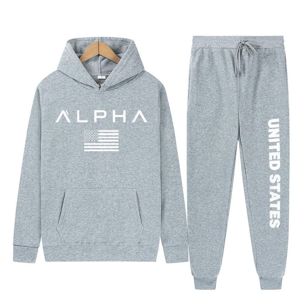 New letter printing two-piece hooded sweater autumn and winter men's casual sports hoodie men's