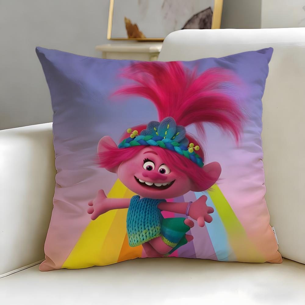 popular animated series Trolls Cushion Cover Soft  EasyWash Pillow Case  Versatile for Couch Bed Travel and Office