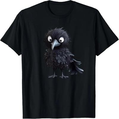 Black Raven Bird Graphic For Gothic Kids Women Men Cute Crow T-Shirt