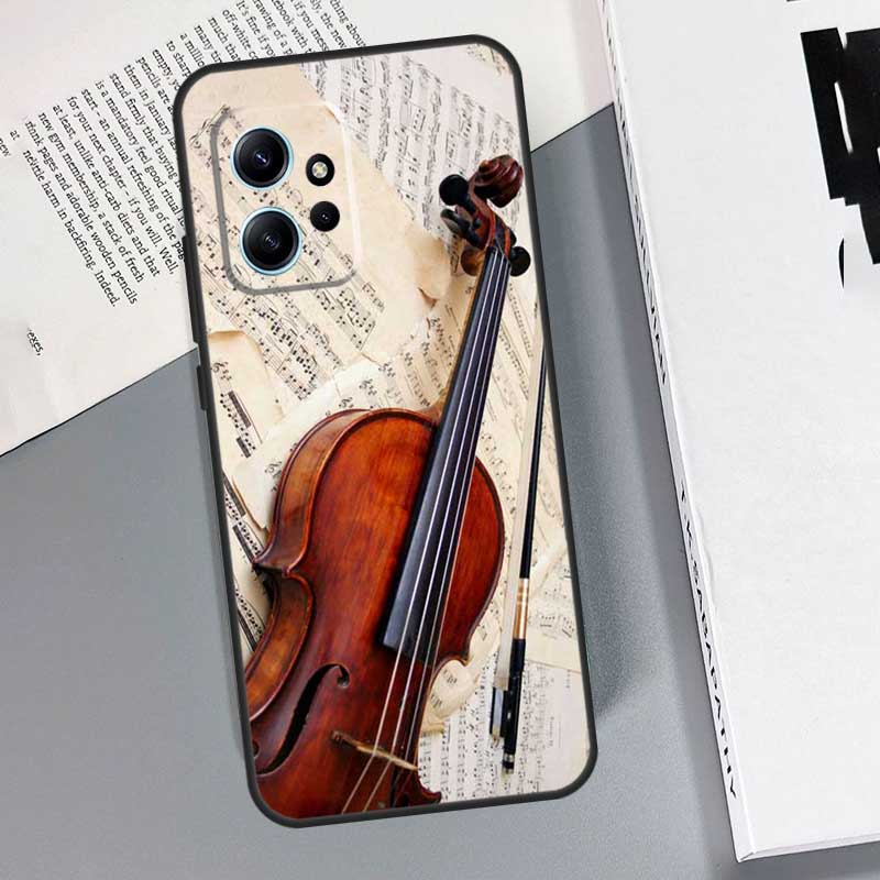 Elegant Violins Bow Sheet Music Case For Xiaomi Redmi Note 14 Pro 10 11 12 13 15 Pro Cover For Redmi 15 13C 12C 10C 14C 15C