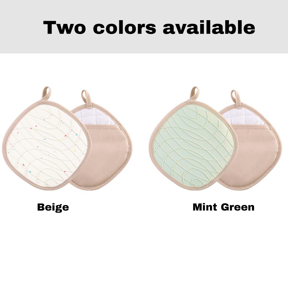 Thickened Pot Holders for Kitchen Waves Texture Non-Slip Silicone Potholders Heat-Resistant Hot