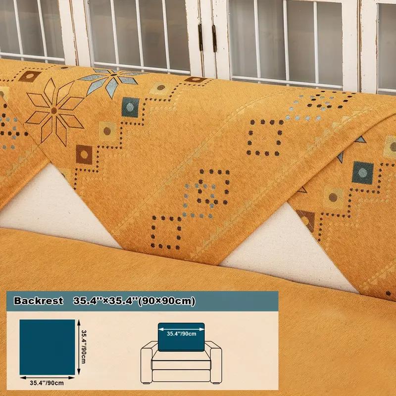 Sofa Cover Geometric Embroidery Sofa Slipcover Thick Plush Sofa Protector Cover Non Slip Couch Covers for Bedroom Office Living Room Home Decor