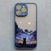 Starry Sky Cat Phone Case for iPhone 16 15 14 Pro Max 13 12 Mini 11 Pro Max XR XS X 8 7 Plus SE 2020 Shockproof Back Cover Funda