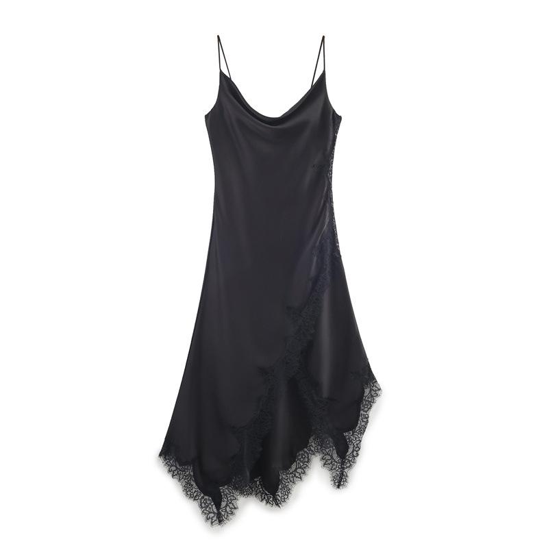 

Winter 2025 European & American Style Sexy Silk Satin Dress for Women Medium чёрный