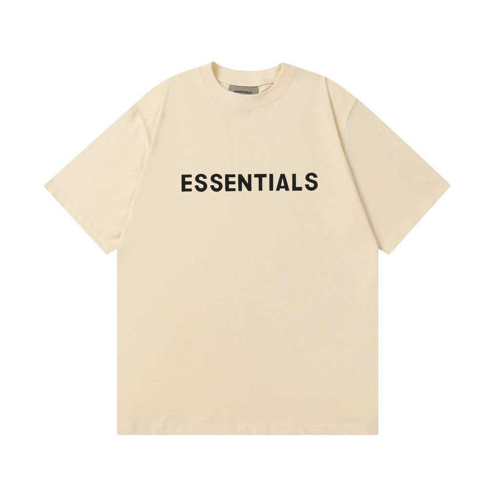 Essentials T-Shirt for Men's Pressed Glue Letters Loose Round Neck High Street Fashion Men and Women Short Sleeves T-shirts