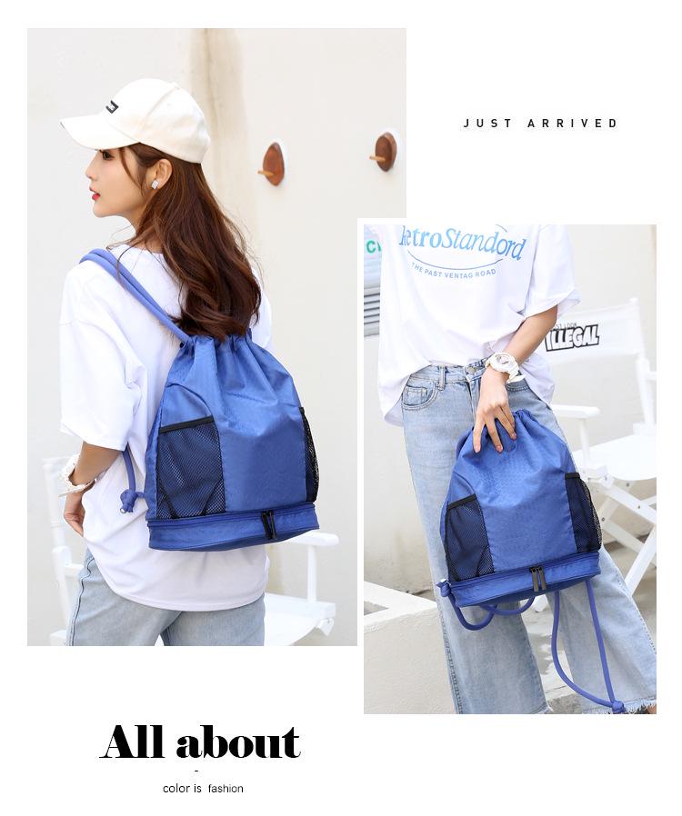 Wet & Dry Separation Waterproof Sports Drawstring Backpack with Double Shoulder Straps for Outdoor & Fitness Activities