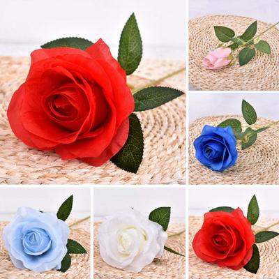 Flor de Rosa Artificial Realista Flor Falsa de Seda Rama Hogar Oficina Boda Fiesta Centro de Mesa DIY