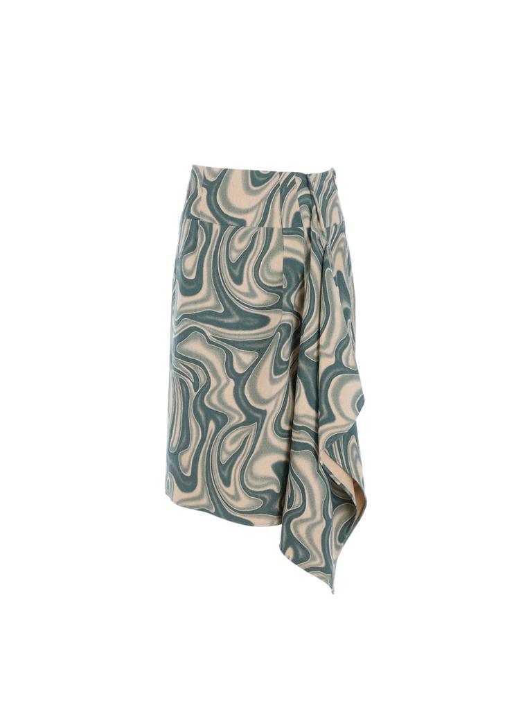 Kyo Swivel Slit Drape Skirt_Evergreen