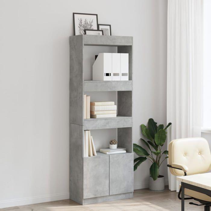 VidaXL Highboard 63x33x180 Cm Concrete Grey Engineered Wood, Bookcase, Modern Bookcase, Bookshelf 3309603