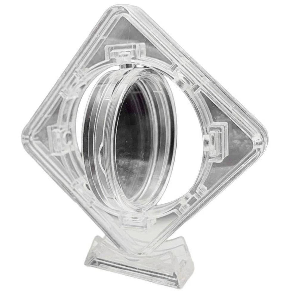Rotatable Coin Display Case Floating Coin Protector Sleeves Coin Container Box Desktop Ornaments