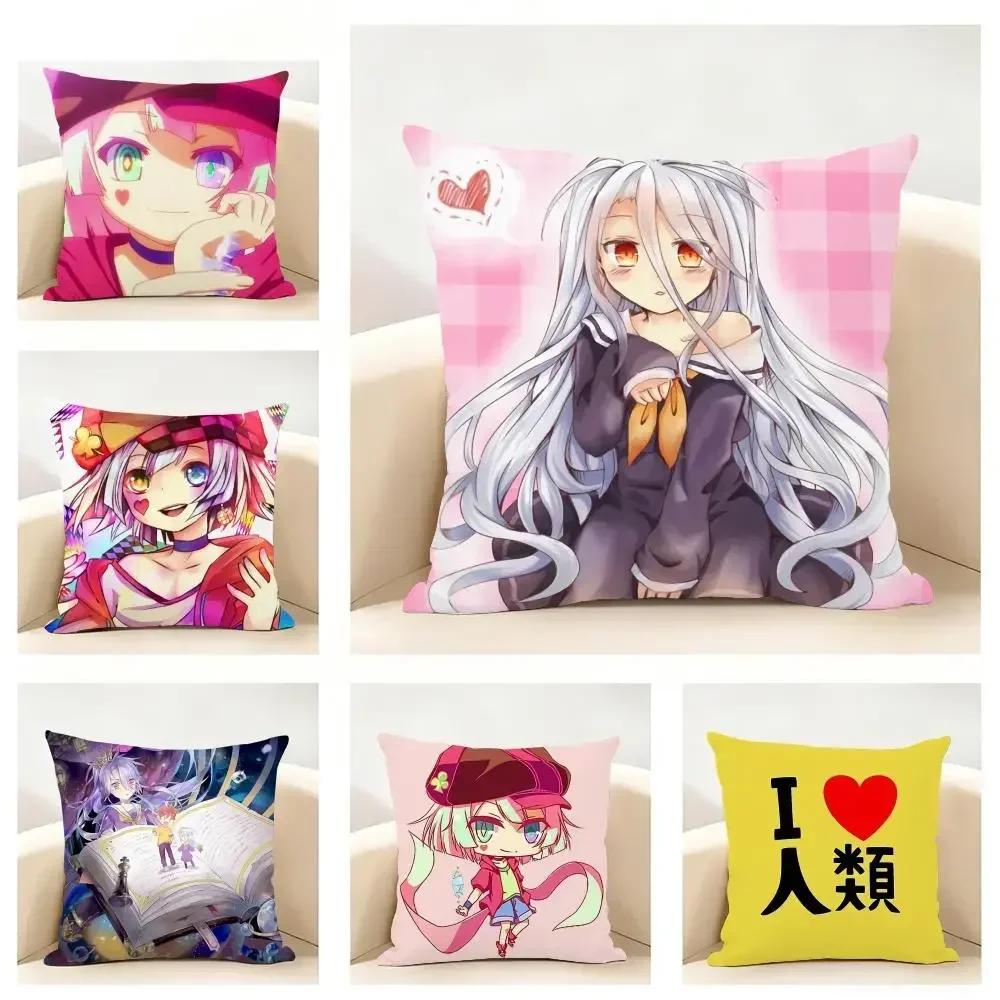 No Game No Life Anime Cushion Cover Linen Minimalist Soft for Sofa Bed Home Room Decor