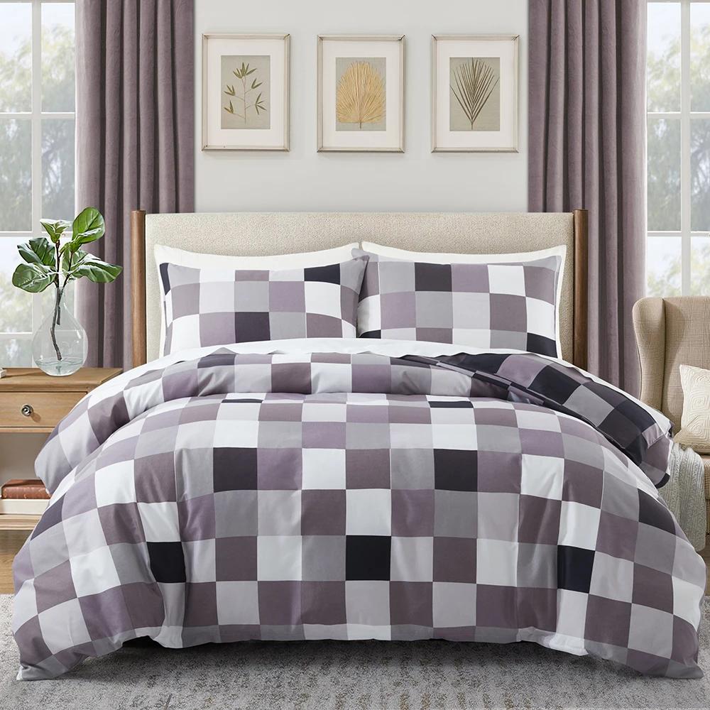 Girly Galaxy Duvet Cover,Reversible Dreamy Pink Grey Gradient Comforter Cover,Watercolor Starry Sky Glittering Stars Bedding Set