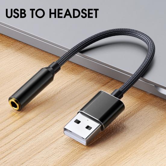 Sound Card Professional Plug Play USB Audio Transfer to 3.5mm Computer 2 in