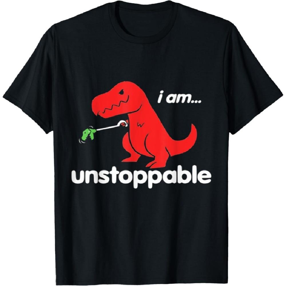 FUNNY DINOSAUR SHIRT. I AM UNSTOPPABLE S чёрный