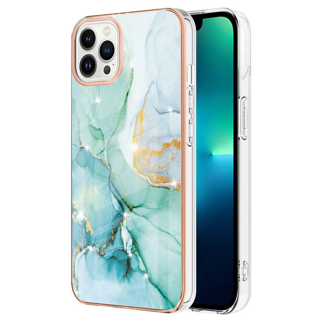For iPhone 15 Pro TPU Case with IMD Marble Pattern Electroplated Back Cover