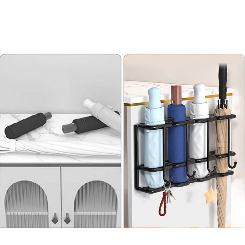 Umbrella Organizer For Wall 4-Slot Wall Mounted Metal Umbrella Storage Holder Household Supplies Space Saving Organizer Home