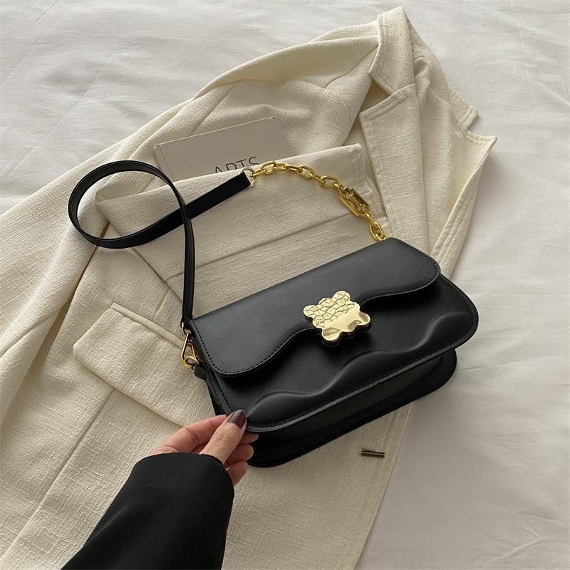 Трендовая ПУ Сумка Для Женщин Стильная Кроссбоди Маленькая Квадратная Сумка С Уникальным Дизайном чёрный