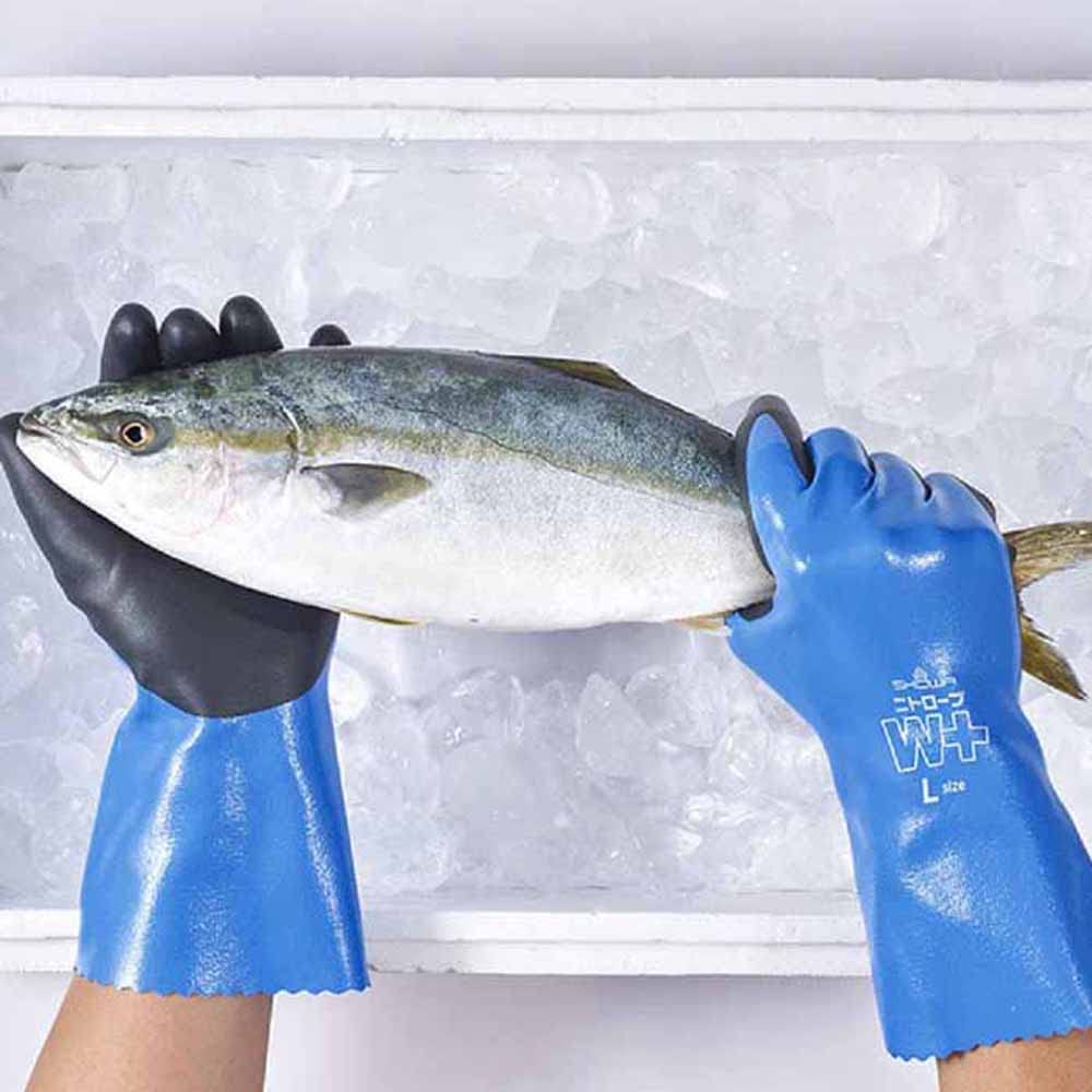 Showaglove 378 Plus Nitrobe Waterproof and Work Size 1 Pair of No. W+ Oil-Resistant Gloves, M, Blue, (Set 2)