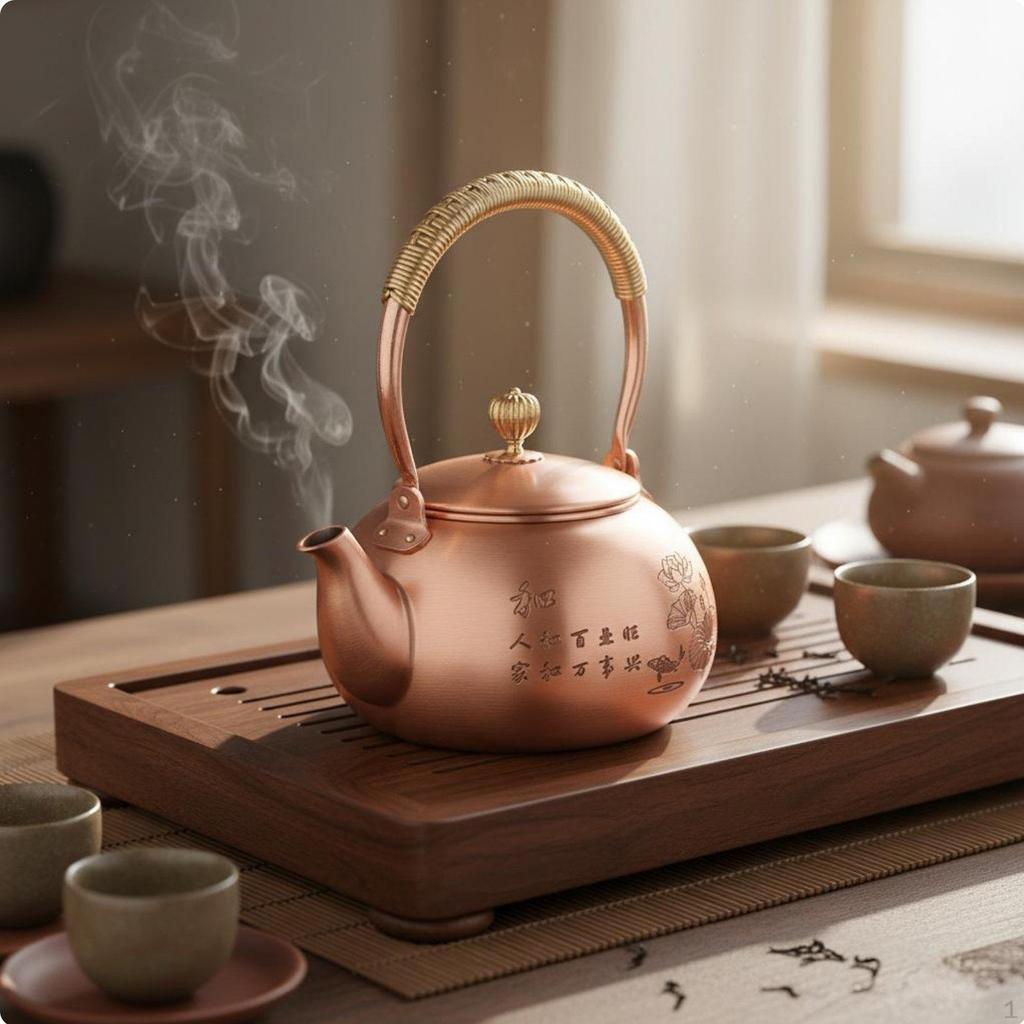 Handmade Coppery Metal Kettle Copper Teapot 1600ML Hammered