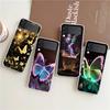 Phone Cover For Samsung Galaxy Z Flip 6 5 4 Case Transparent For Samsung Z Flip 3 Hard PC Shell Luxury Butterfly Glitter Clear