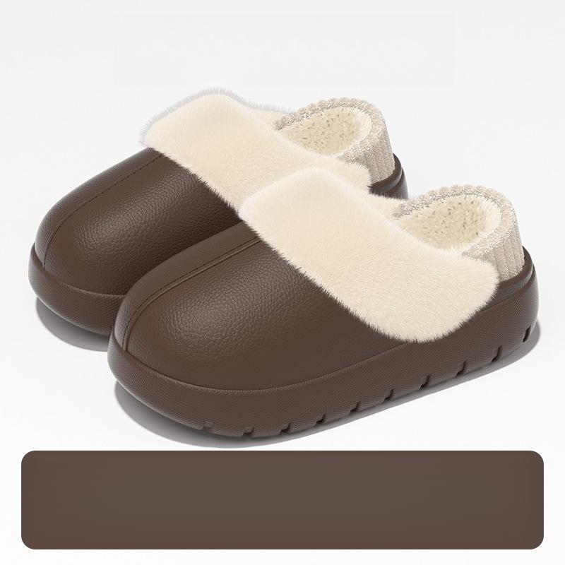 

Водонепроницаемые хлопковые тапочки для женщин, для ношения на улице, с закрытой пяткой, съемные, зимние домашние теплые хлопковые туфли на толстой подошве с нескользящей подошвой для мужчин 44/45 коричневый