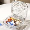 Portable Medication Box with Removable Divider Leak Proof Water Ripples Pills Organizer Medicine Storage Case