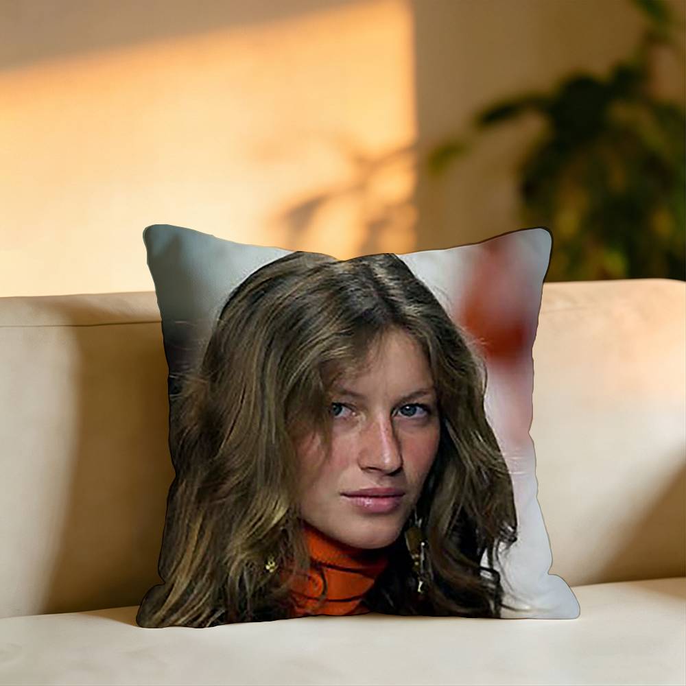 Popular Actress GGisele Bundchen Square DoubleSided printed Pillow Case Bedroom Bedside Pillow Sofa Cushion Cover