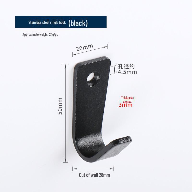 304 Stainless Steel Black Clothes Hook for Bathroom and Kitchen