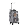 Cărucior pentru animale de companie cu transportor detașabil, Material Oxford, Mâner telescopic, Capacitate mare, Respirabil, Portabil pentru două animale de companie