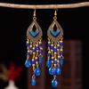 Bohemian Cross-Border Handmade Water Drop Rice Bead Tassel Earrings for Travel Photography